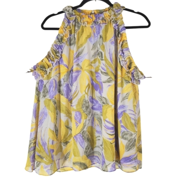 Anthropologie Entro Top Womens Medium Floral Halter Ruffle Blouse - Picture 4 of 6